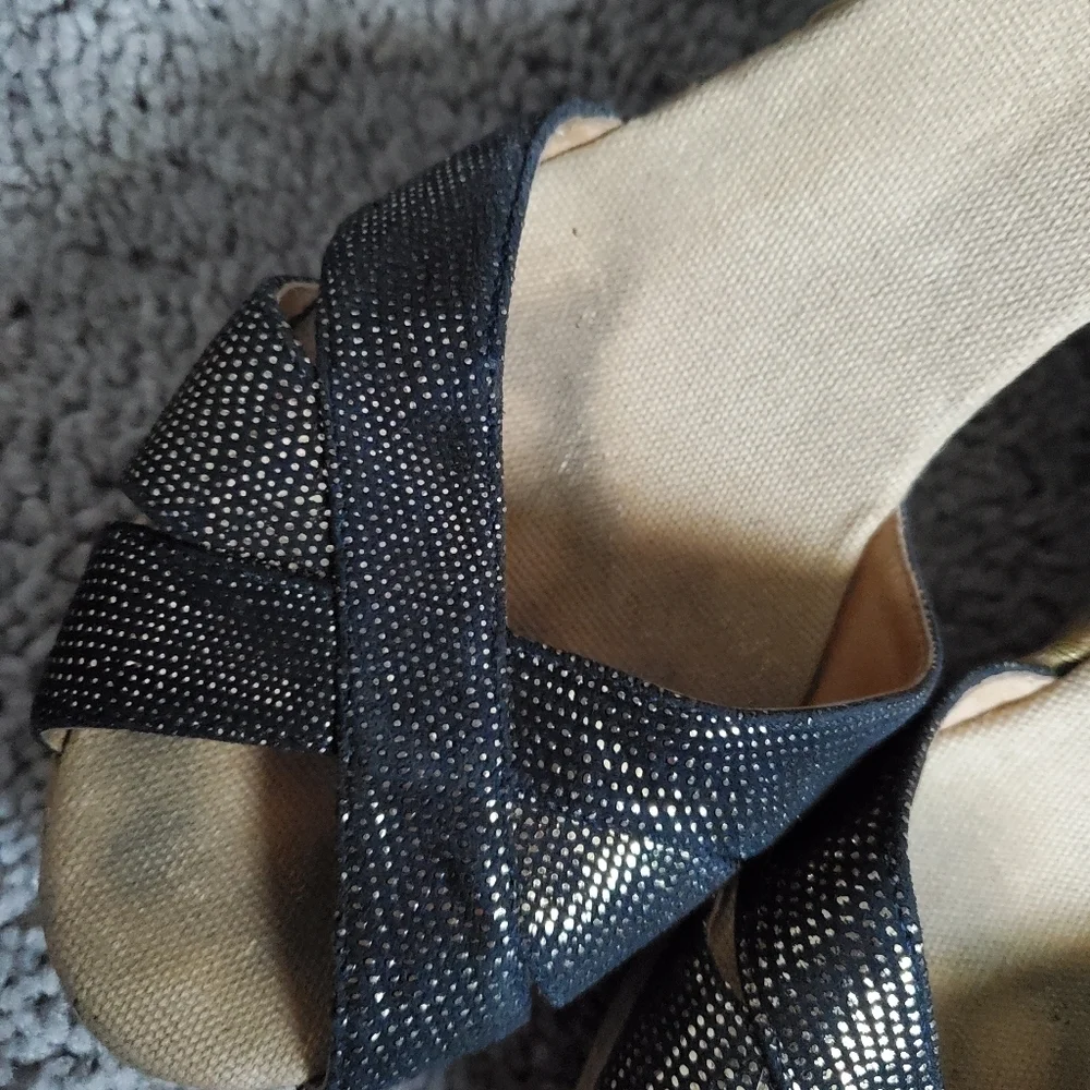 Minelli Navy Espadrille Wedge Sandals Made In Spain